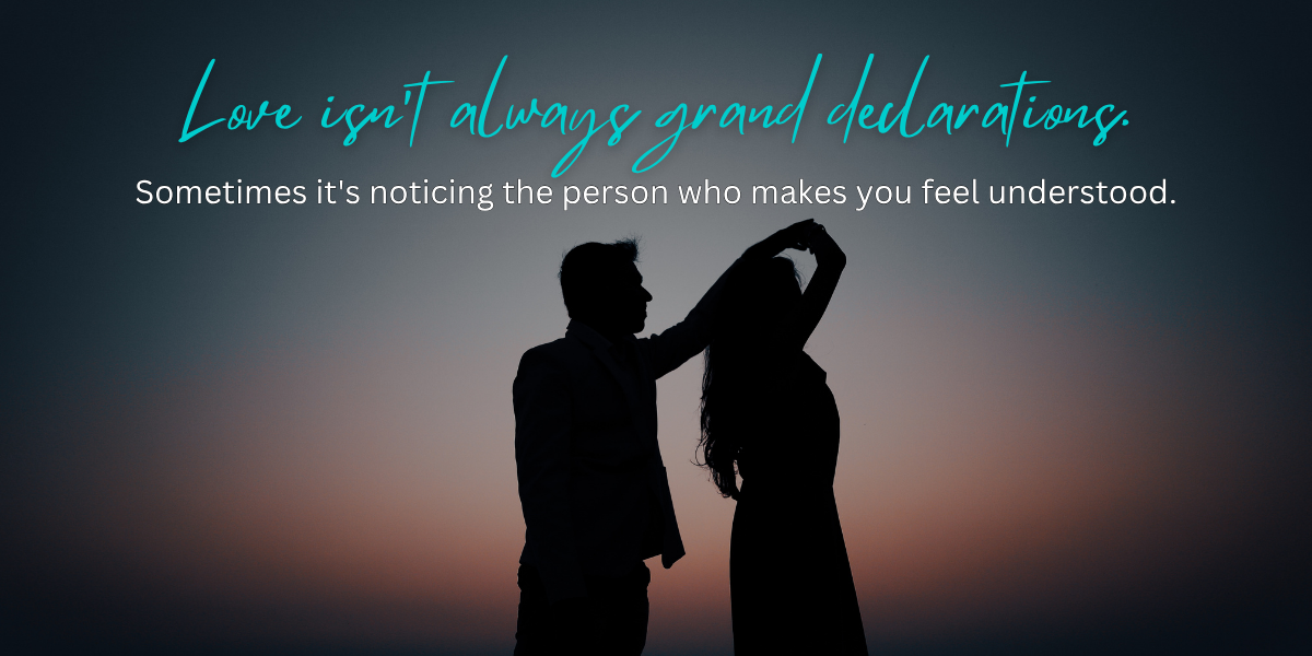 Silhouetted couple dancing together at sunset, representing the quiet ways people show love